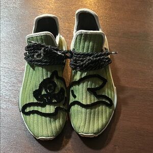 Green Knit Sneakers with Black Design